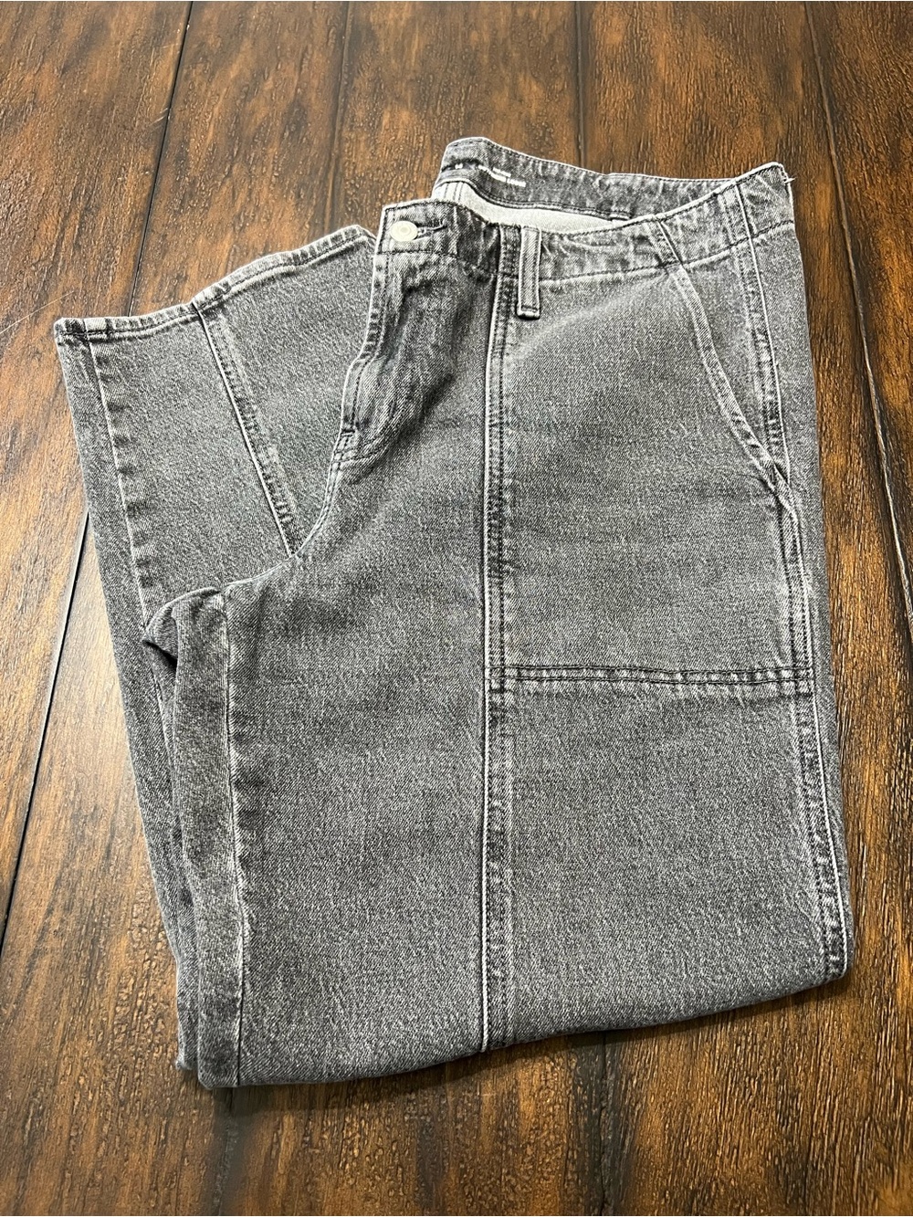 Old Navy Women's Gray Denim Cropped Jeans Mid-Rise Boyfriend Fit Size 14
